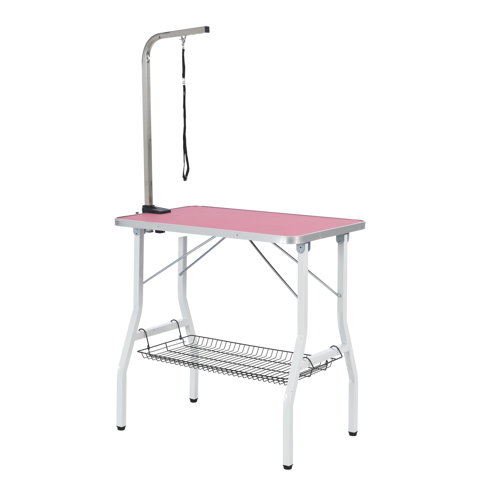 トリミングテーブル 折りたたみ トリミング台 トリミング 折り畳み ペット用 シャンプー カット ブロー ブラッシング 爪切り バリカン ピンク