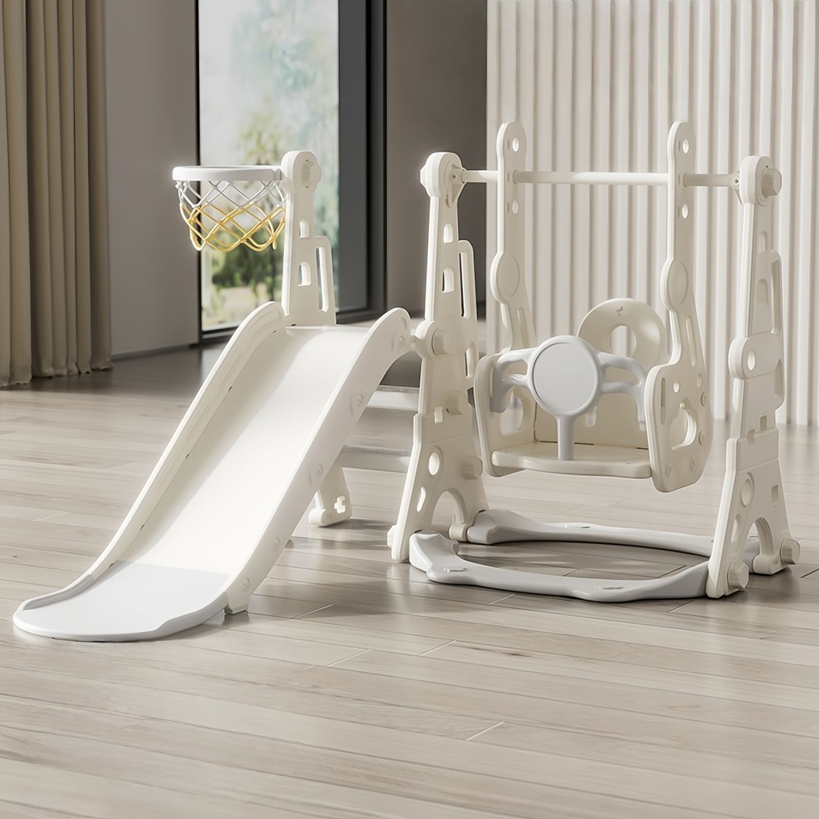 滑り台 すべり台 幼児用 滑り台とブランコセット バスケットゴール ブランコ三段階調整可 遊具 室内遊具 屋内 家庭用 大型遊具 プレゼント 耐荷重40kg