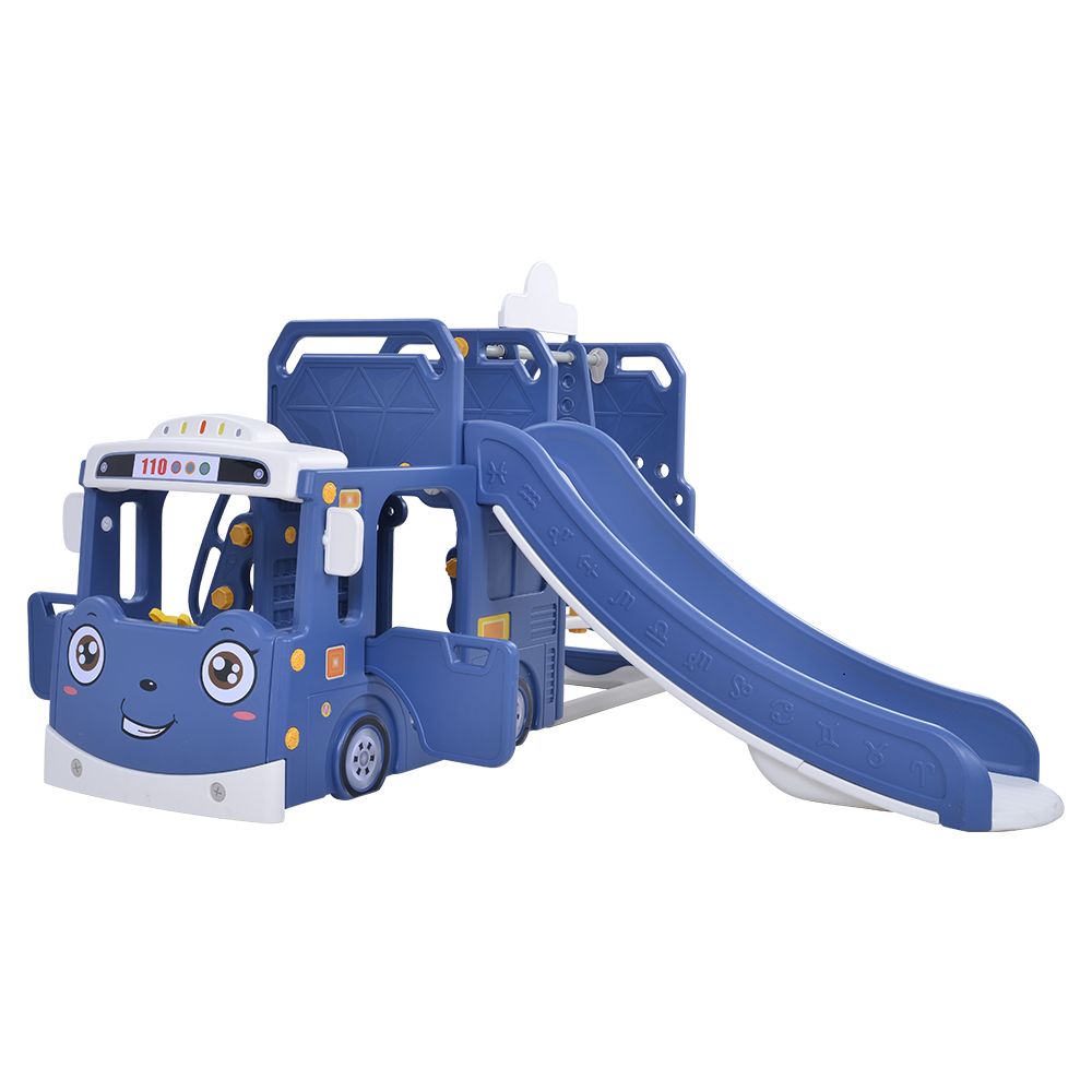バス滑り台 ブルー すべり台 ブランコ スイング 大型遊具 すべりだい スライダー 室内 遊具 キッズ キッズパーク 子供 バスケットゴール