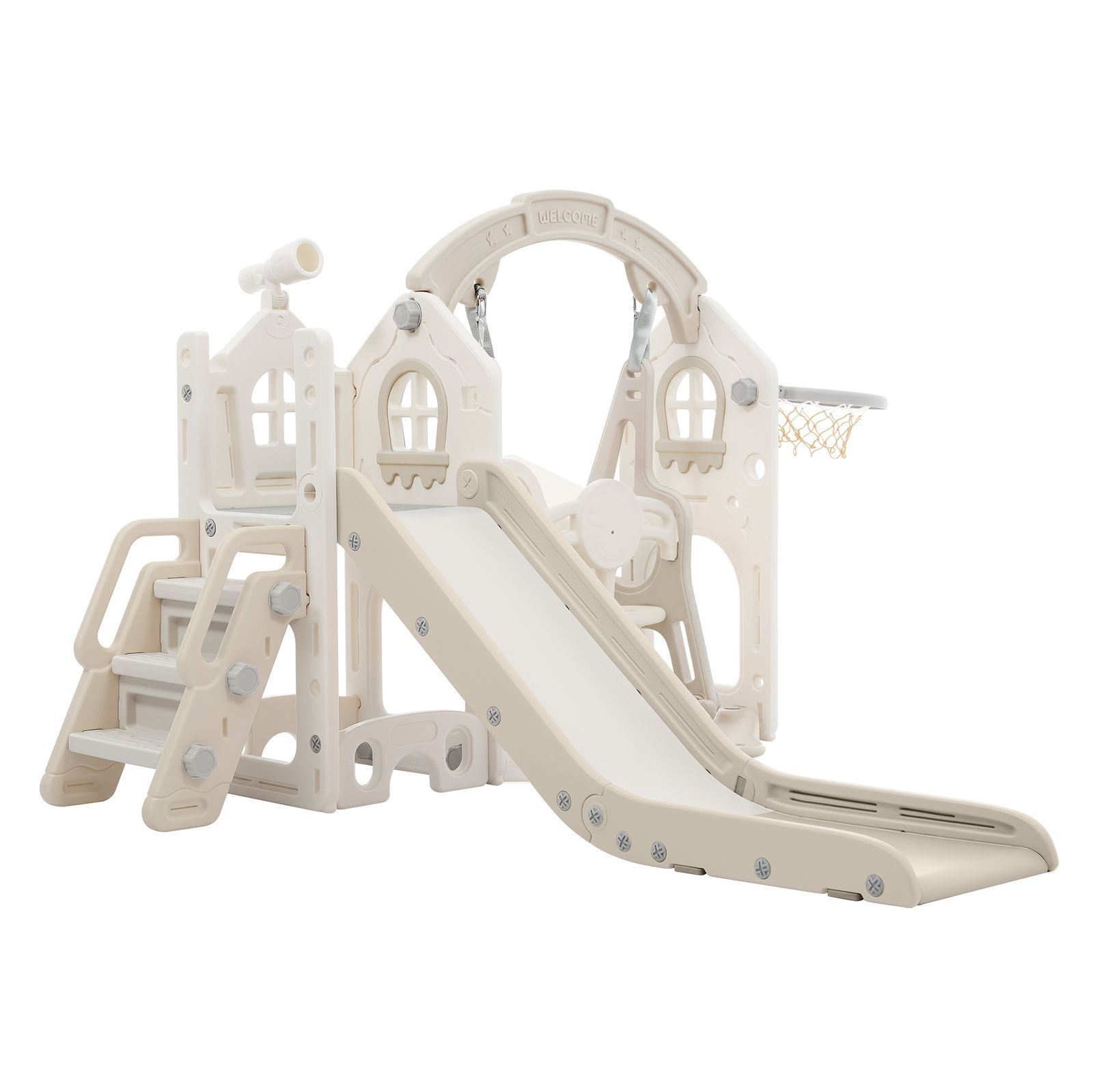 滑り台 すべり台 遊具 室内 ブランコ 折りたたみ 組立簡単 室内遊具 大型遊具 すべりだい スウィング キッズパーク バスケットゴール 屋内 家庭用 キッズ 男の子 女の子 ホワイト