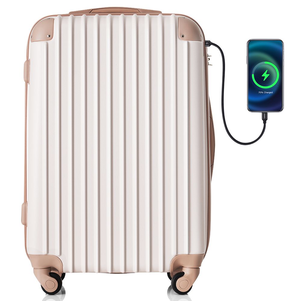 スーツケース Lサイズ USB充電ポート付きカップホルダー付きキャリーバッグ キャリーケース 7日 14日 大型 TSAロック