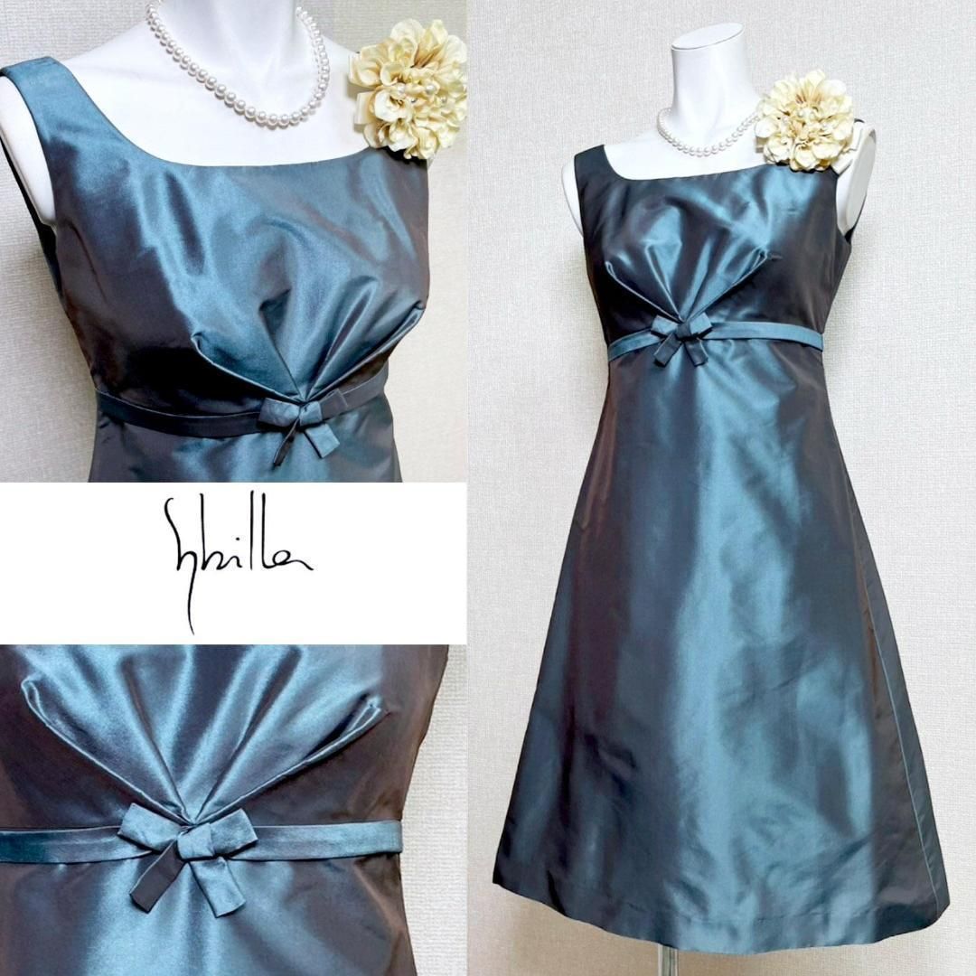 当日発送 シビラ シルク混 華やかな光沢感 ワンピース