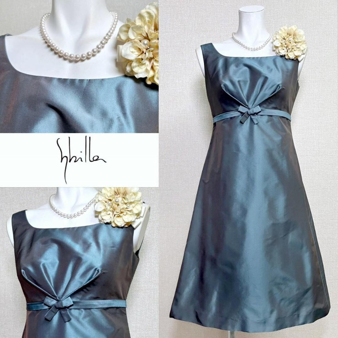 当日発送 シビラ シルク混 華やかな光沢感 ワンピース