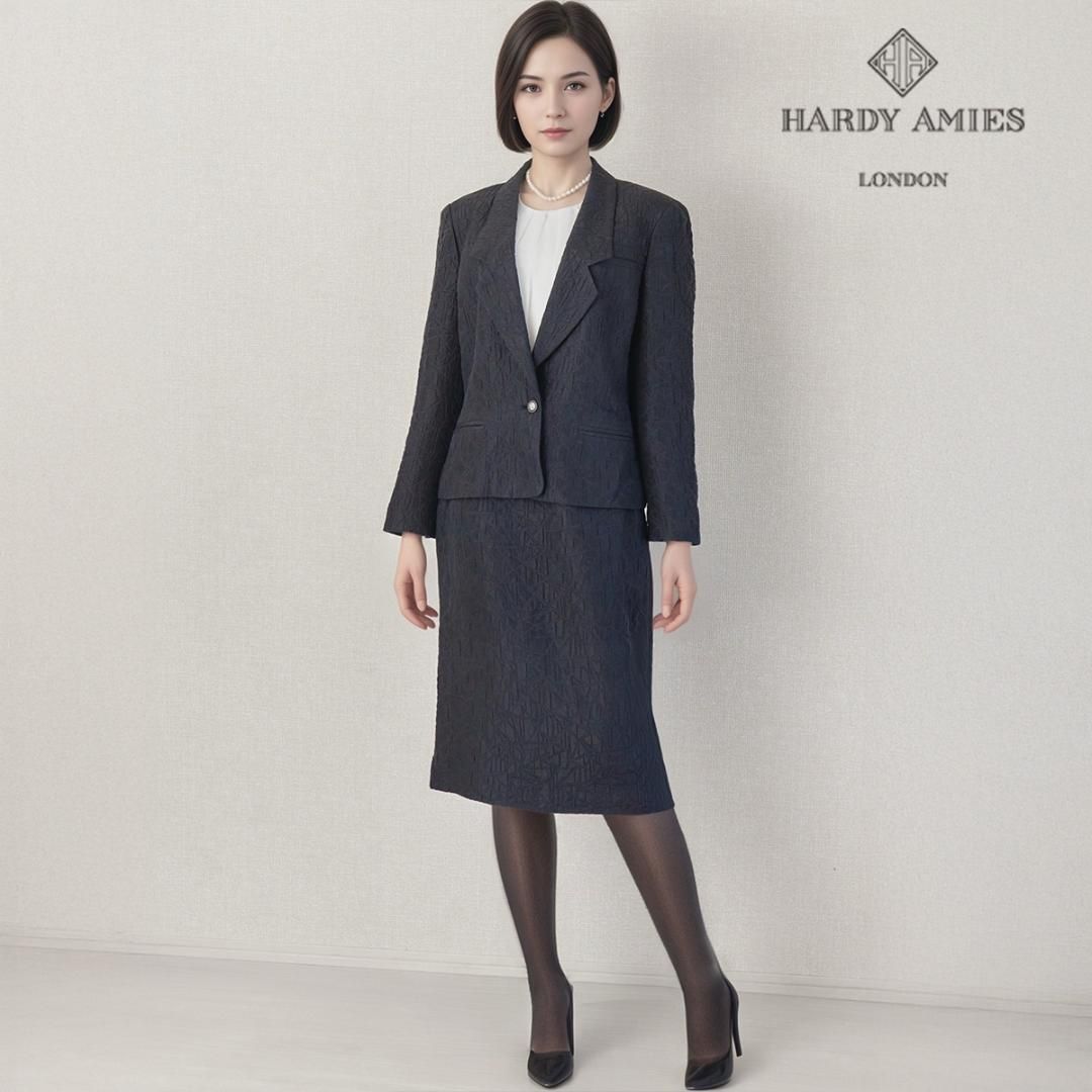 当日発送 ハーディエイミス 礼服 11号 シルク混 織模様