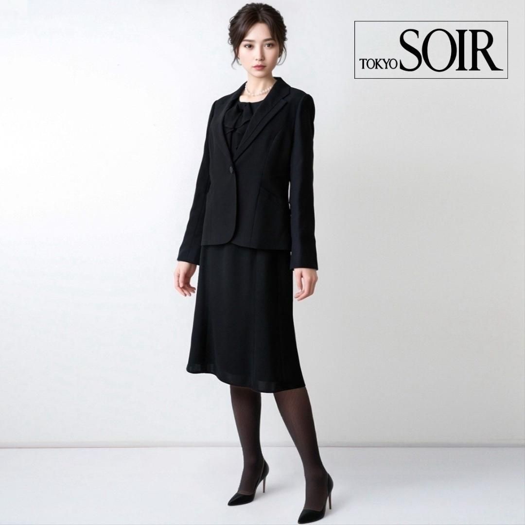 当日発送 東京ソワール 礼服 9号 3点セット ミモレ丈
