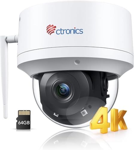 Ctronics 防犯カメラ 屋外 4K 人 ペット 車両検知 AI追跡機能 5GWi-Fi対応プリセット機能 FTP ONVIF NVR クラウドストレージ 256GBMicroSDカード対応 スマホ PC対応 64GB SDカード e090c299