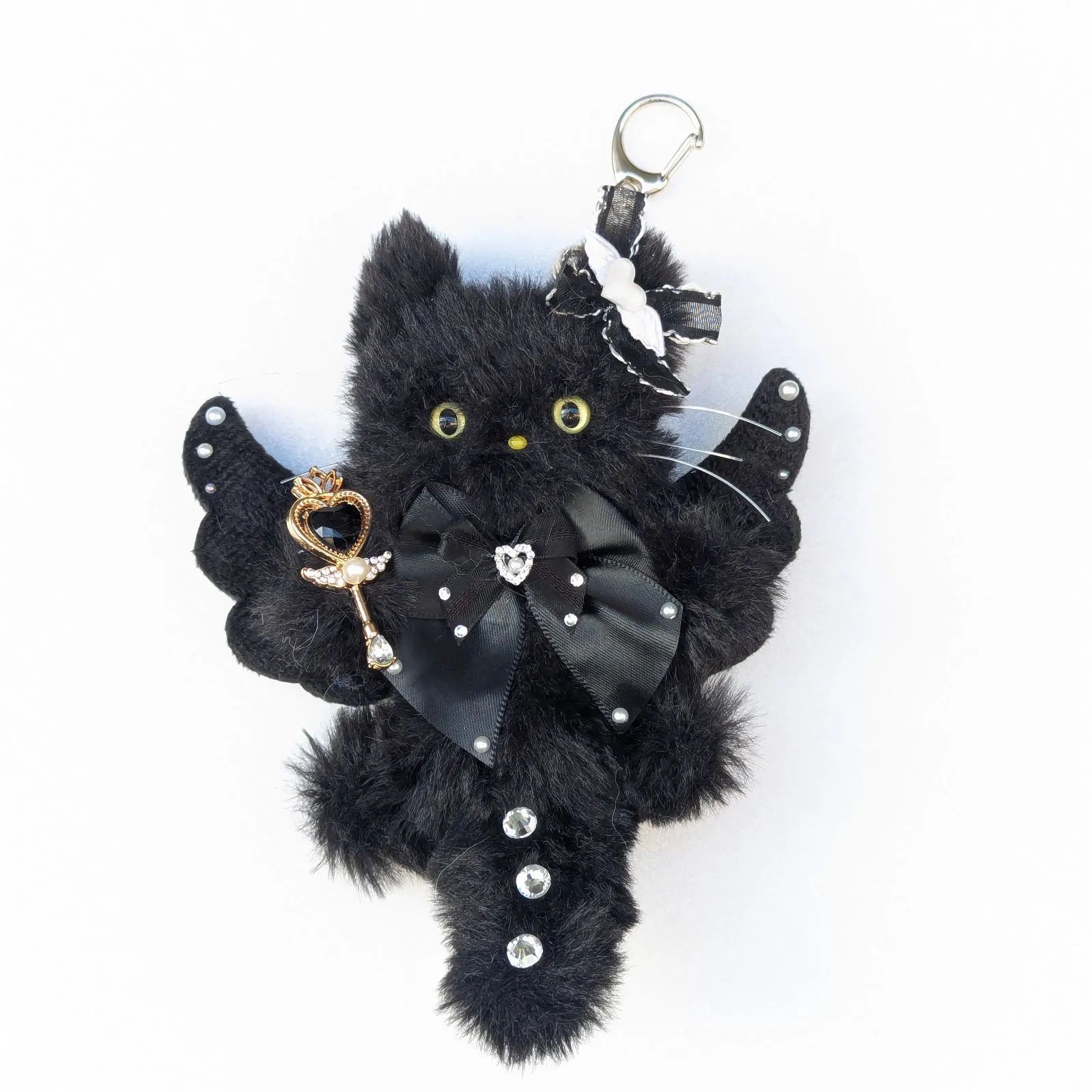 黒猫のモールドールキーホルダー モールドールチャーム 猫 黒猫 天使 