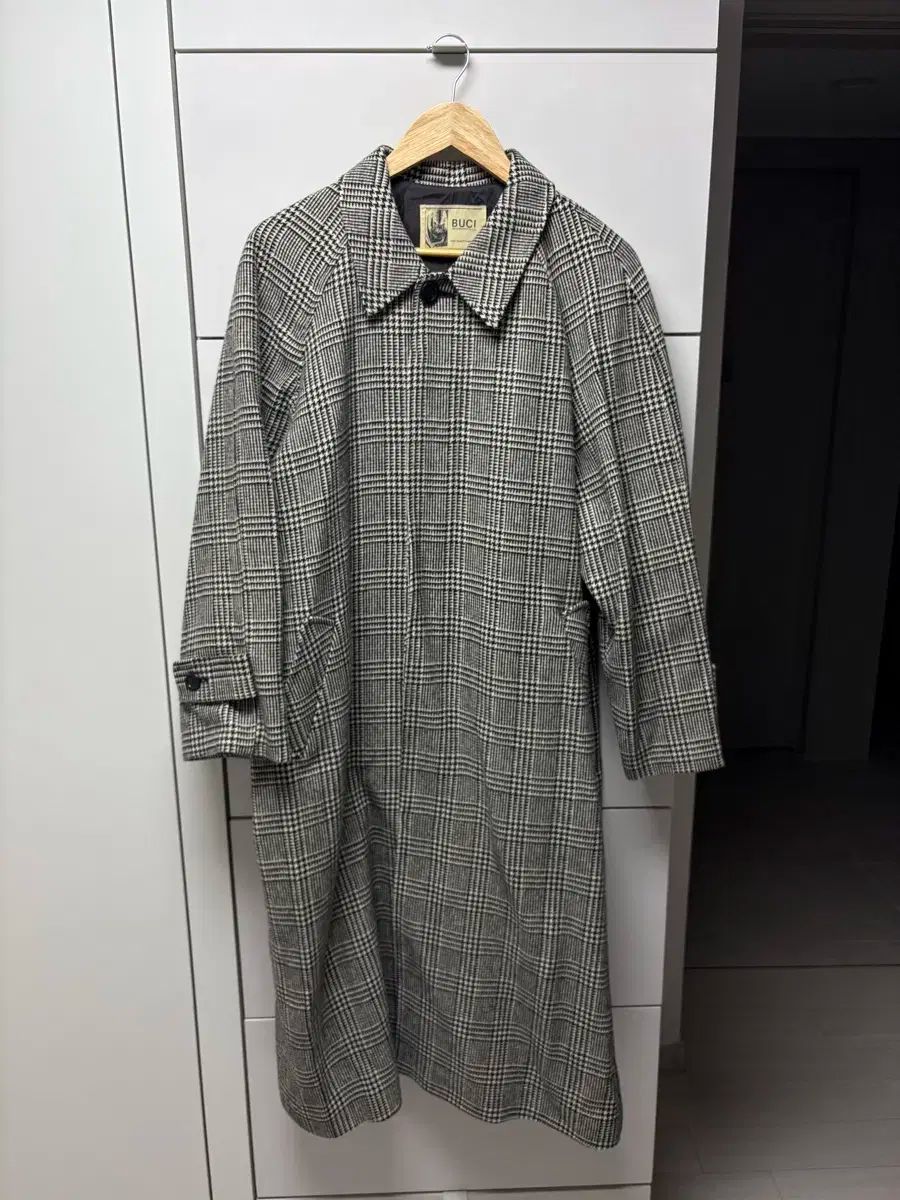 ヴィンテージ グレー ウール グレンチェック バルマカーン コート 100サイズ