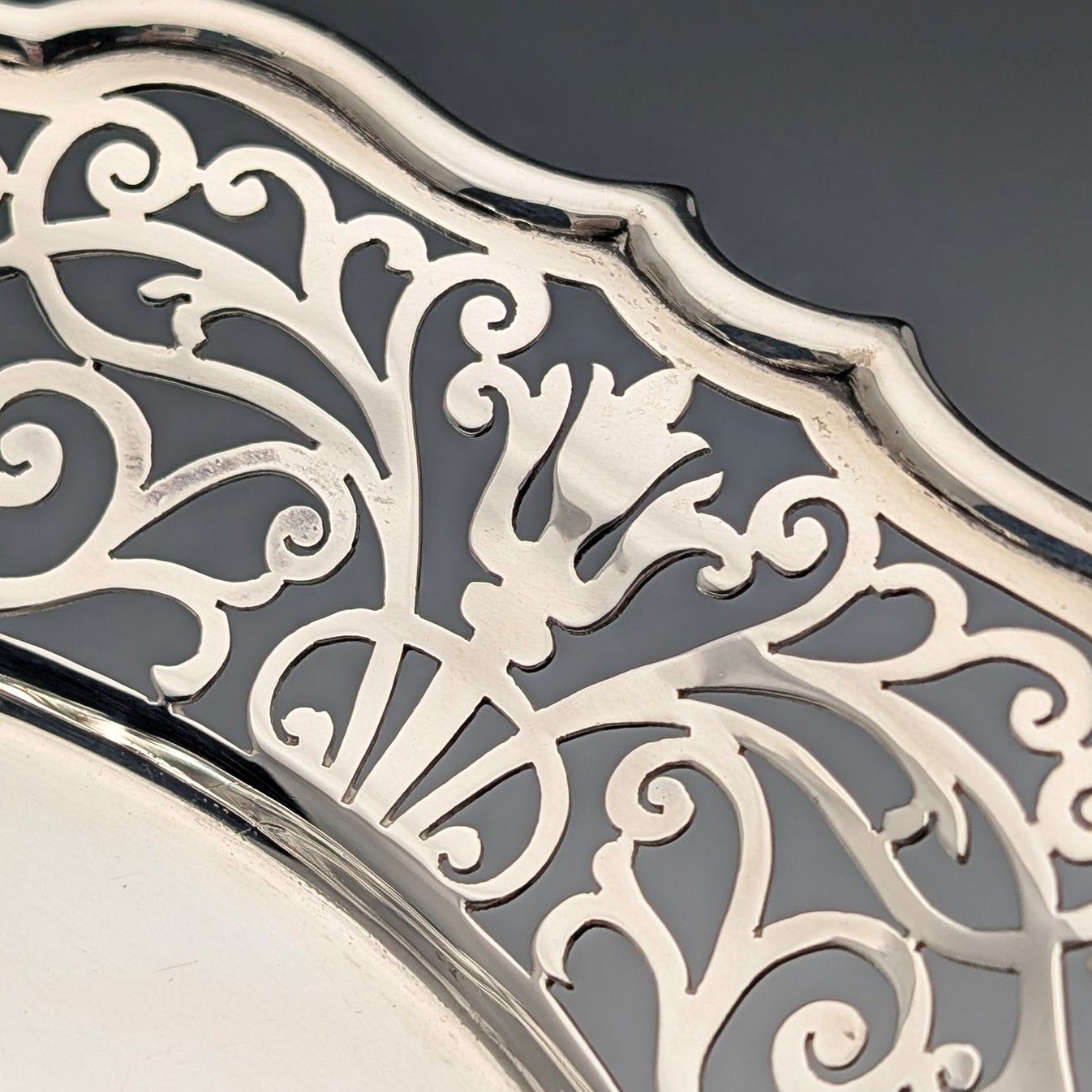 1899年 英国アンティーク 純銀製コンポート 389 g 直径20 cm smiths Silversmiths