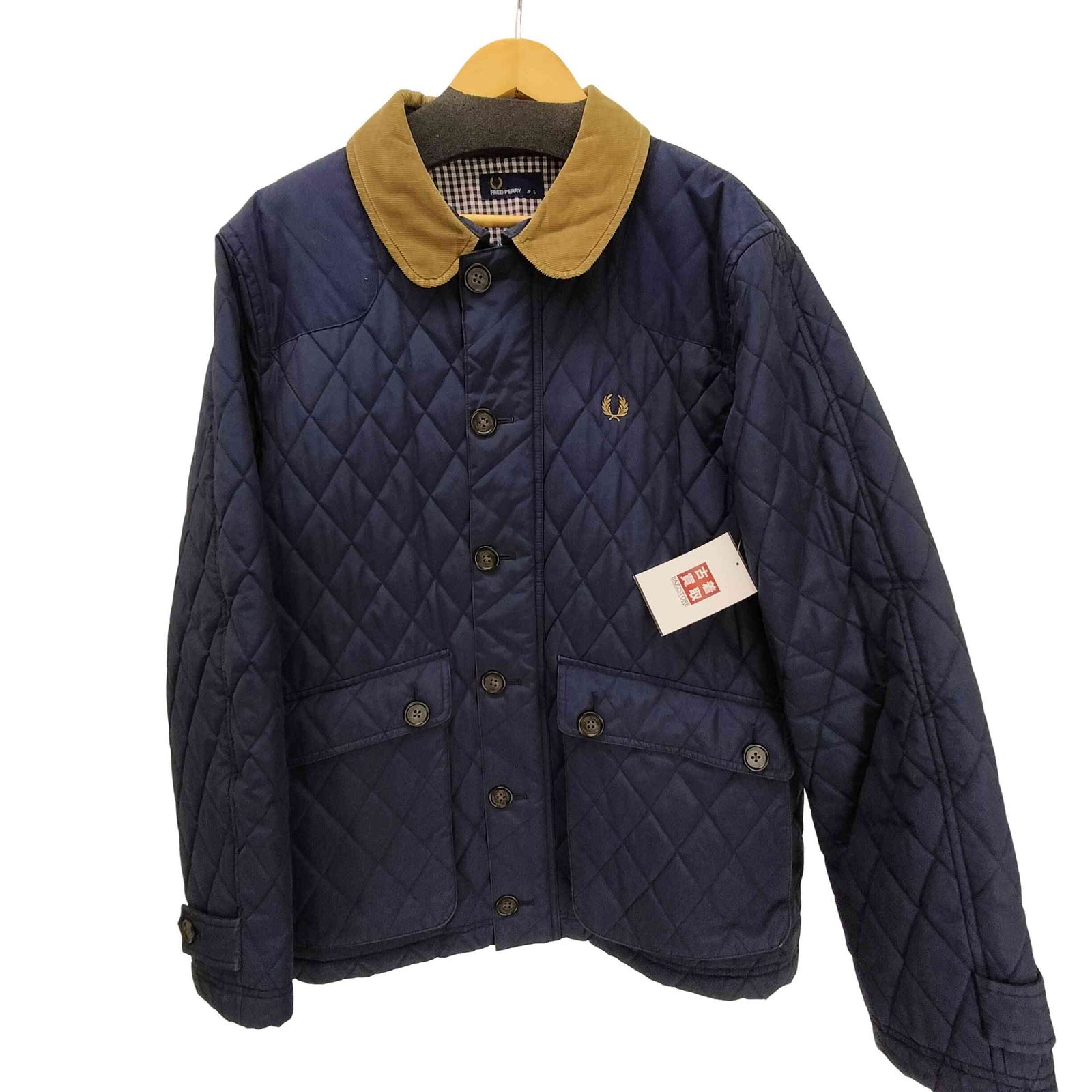フレッドペリー　キルティングコートL フレッドペリー FRED PERRY Quilting Jacket ロゴ 刺繍 襟コーデュロイ