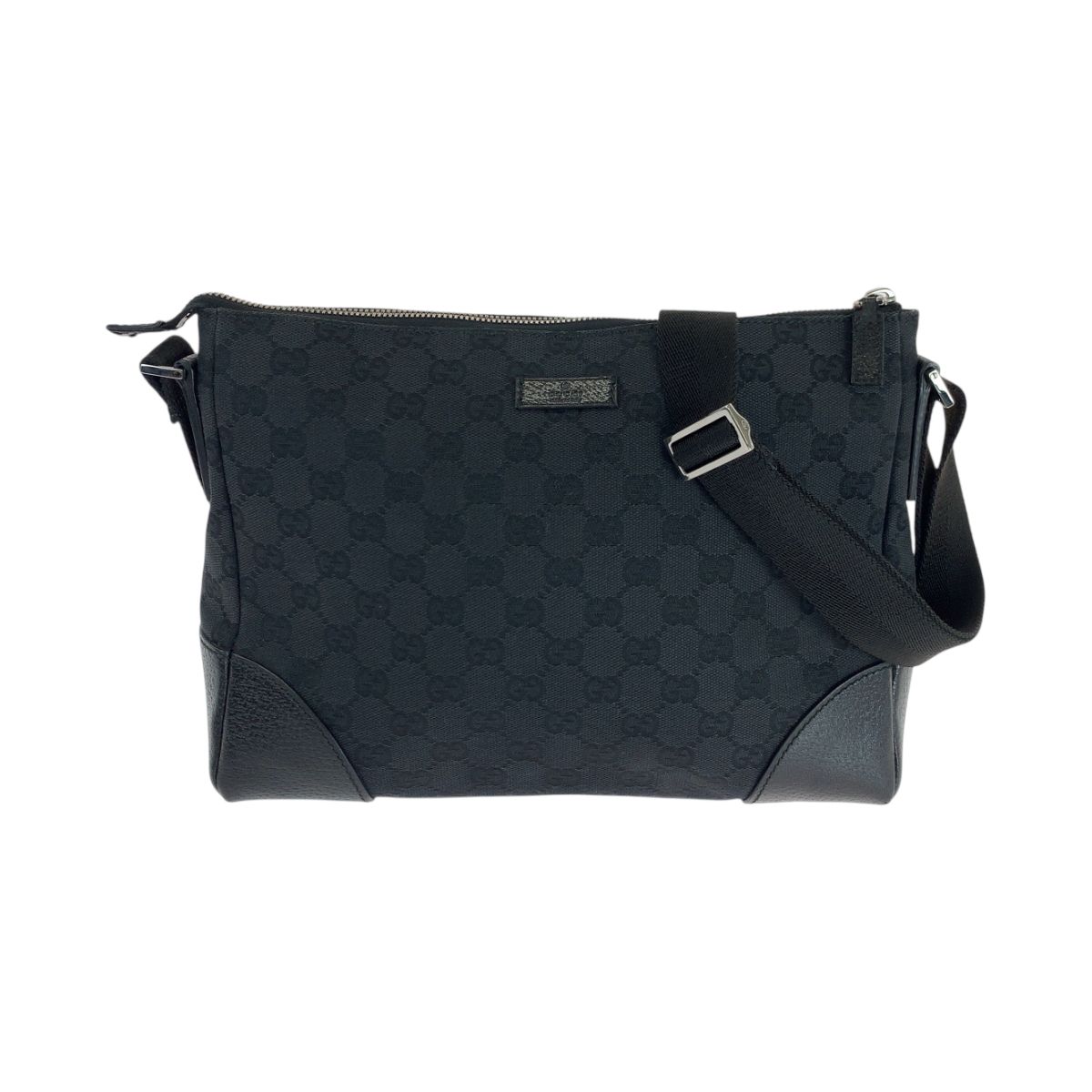 美品 GUCCI グッチ ブラック 黒 シルバー金具 GGキャンバス 114273 ショルダーバッグ 斜め掛け レディース 503777 【中古】 美品 GUCCI グッチ ブラック 黒 シルバー金具 GGキャンバス 114273