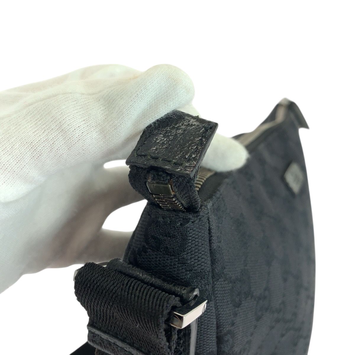 美品 GUCCI グッチ ブラック 黒 シルバー金具 GGキャンバス 114273