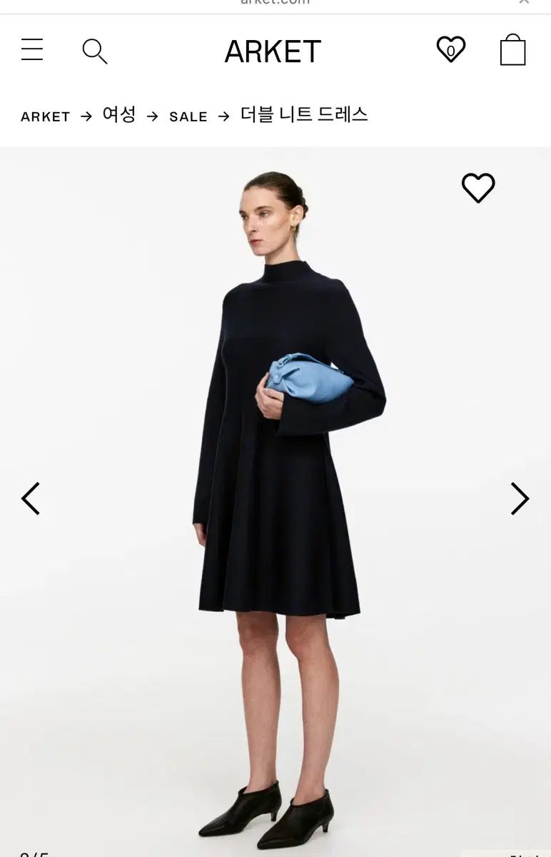 ARKET アーケット ダブルニーニットドレス S ネイビー