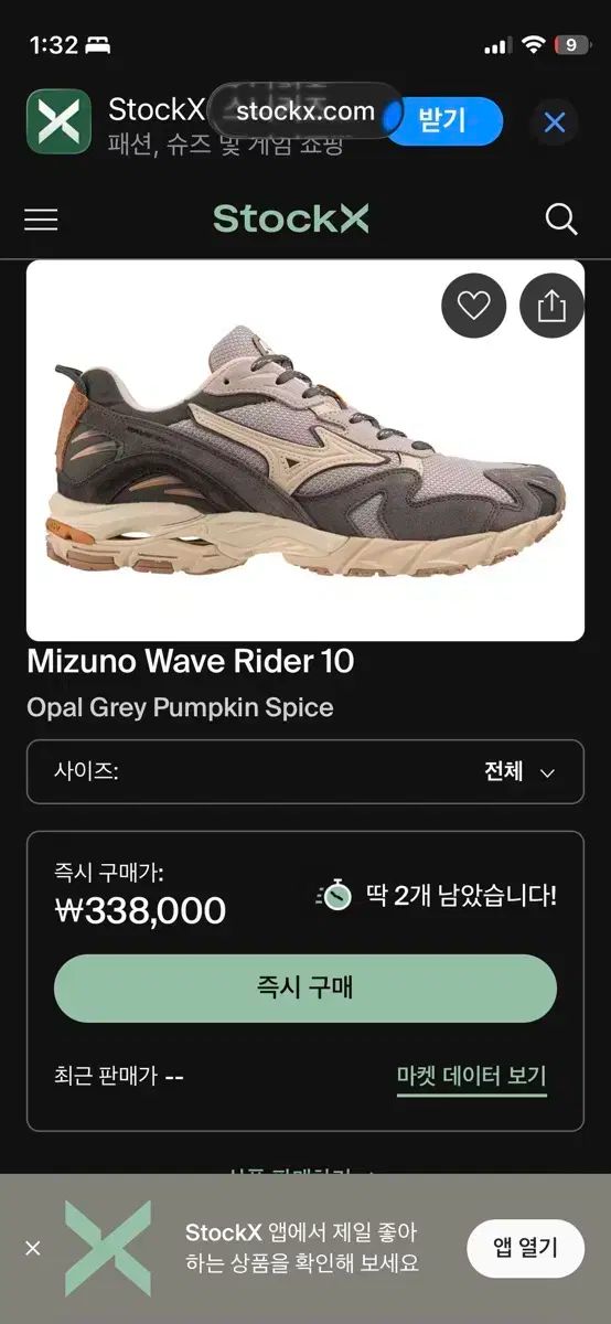 ミズノ ウェーブ ライダー 10 オパール グレー 펌킨 スパイス