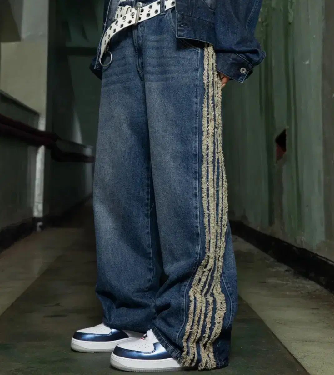 サイド ディテール デニム ワイド パンツ M 実際に着用 Lサイズ 비슷