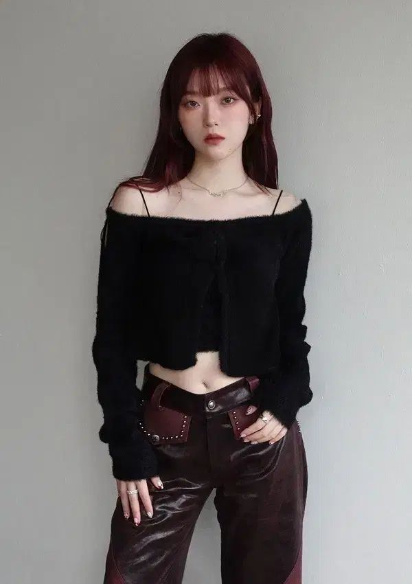 タグ O CHERRY QUIRI RAGNO フラッフィー ニット カーディガン セット ホワイト ブラック