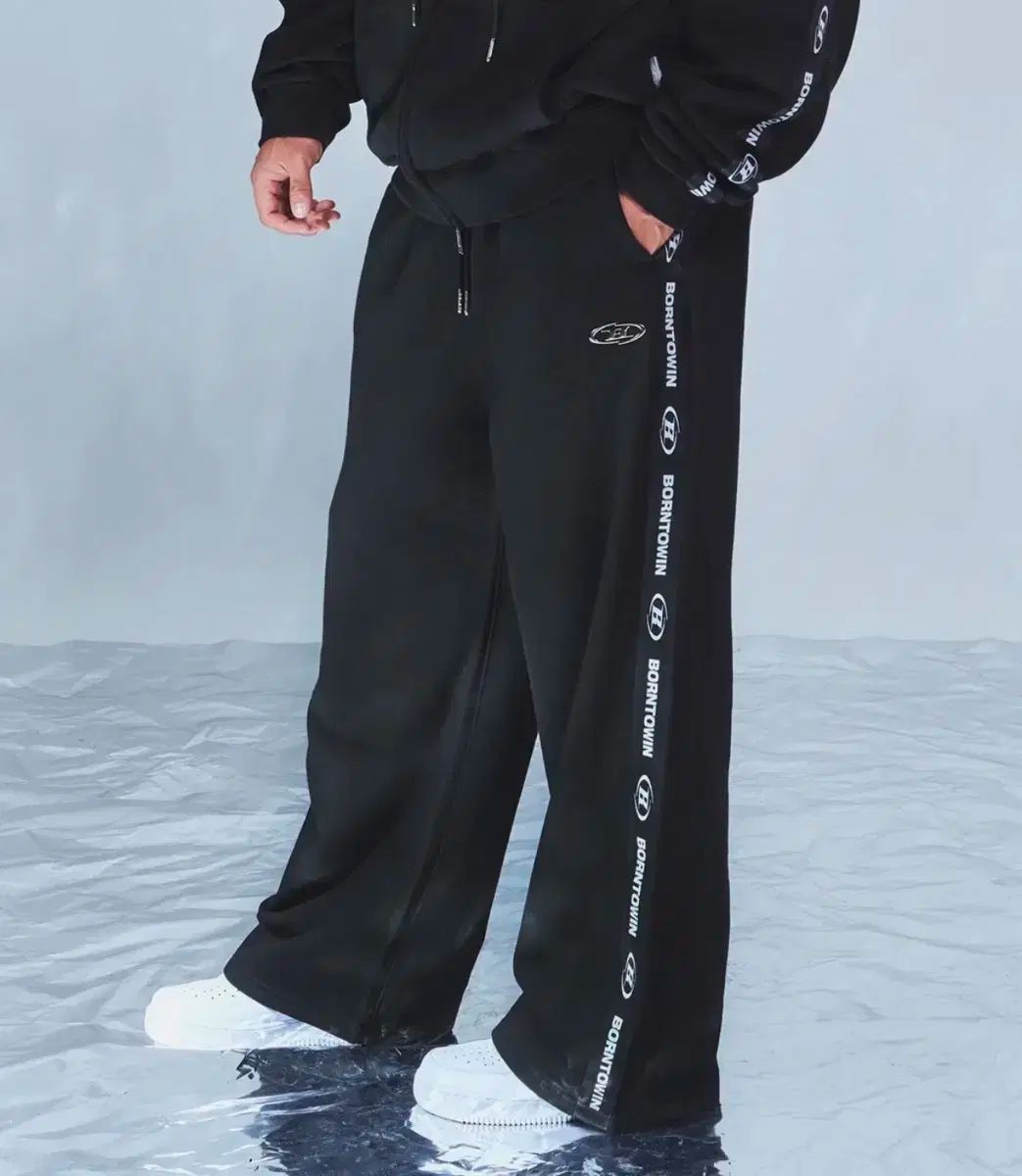 BORN TO WIN ブラックLINE ズボン