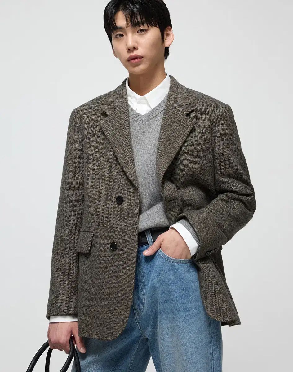 tngt ヘリンボーン テーラード ジャケット ライトブラウン 95サイズ