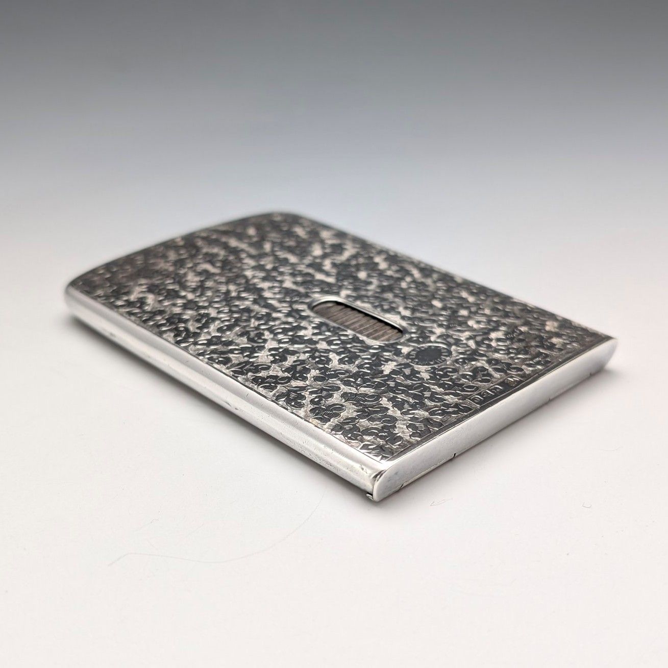 1897年 英国アンティーク 純銀製 スライド式 カードケース 84 g H W King Son 大正時代骨董 工芸置物