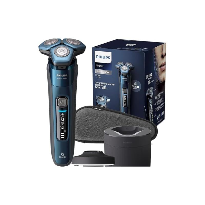 フィリップス 電気シェーバー 7000シリーズ 洗浄機付きモデル 電動 髭剃り メンズ 45枚刃 回転式 お風呂剃り&丸洗い可 S7786 54 メタリックターコイズブルー