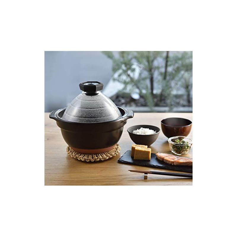 HARIO ハリオ フタ が ガラス の ご飯釜ご飯釜2 3合 GNR-200-B