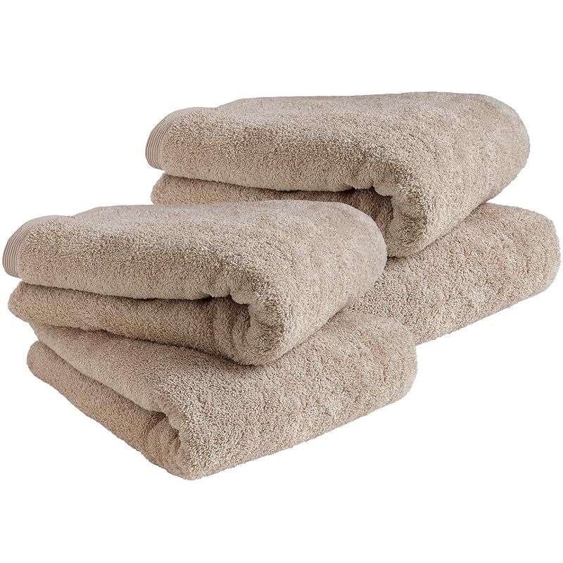 sensui Yu バスタオル 4枚セット 大判 瞬間吸水 抗菌防臭 速乾 大阪泉州タオル アッシュベージュ