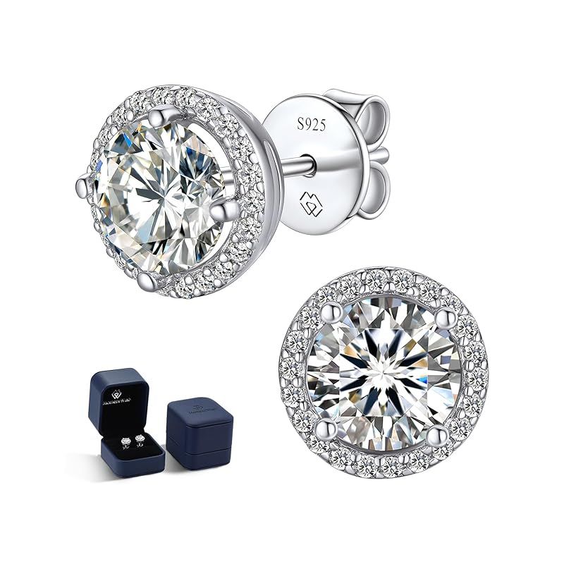 MomentWish モアサナイト ピアス レディース メンズ 1-2ct D モアッサナイト イヤリング シルバー925 金属アレルギー対応 男女兼用 ダイヤモンド ピアス 人気 プレゼント