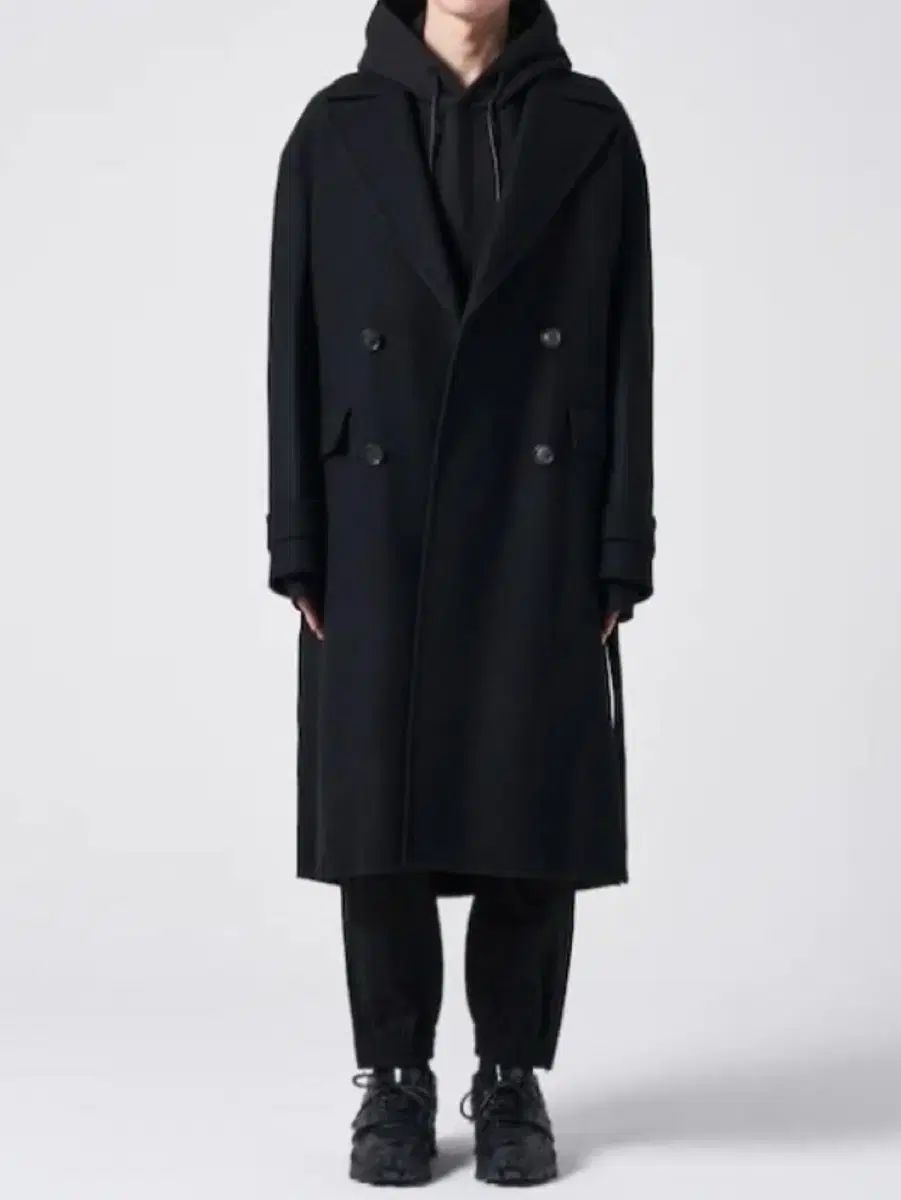 46 ジュンジェイ フード ディテール 付け外し マキシコート ブラック