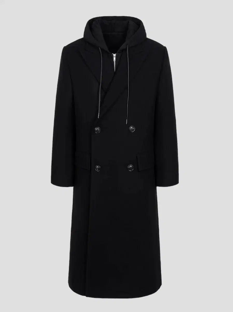 46 ジュンジェイ フード ディテール 付け外し マキシコート ブラック