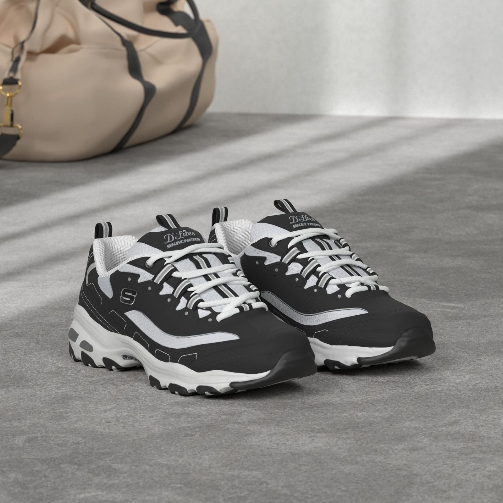 スケッチャーズ スニーカー D LITES - BIGGEST FAN レディース ブラック ホワイト 23.5 cm 2 E