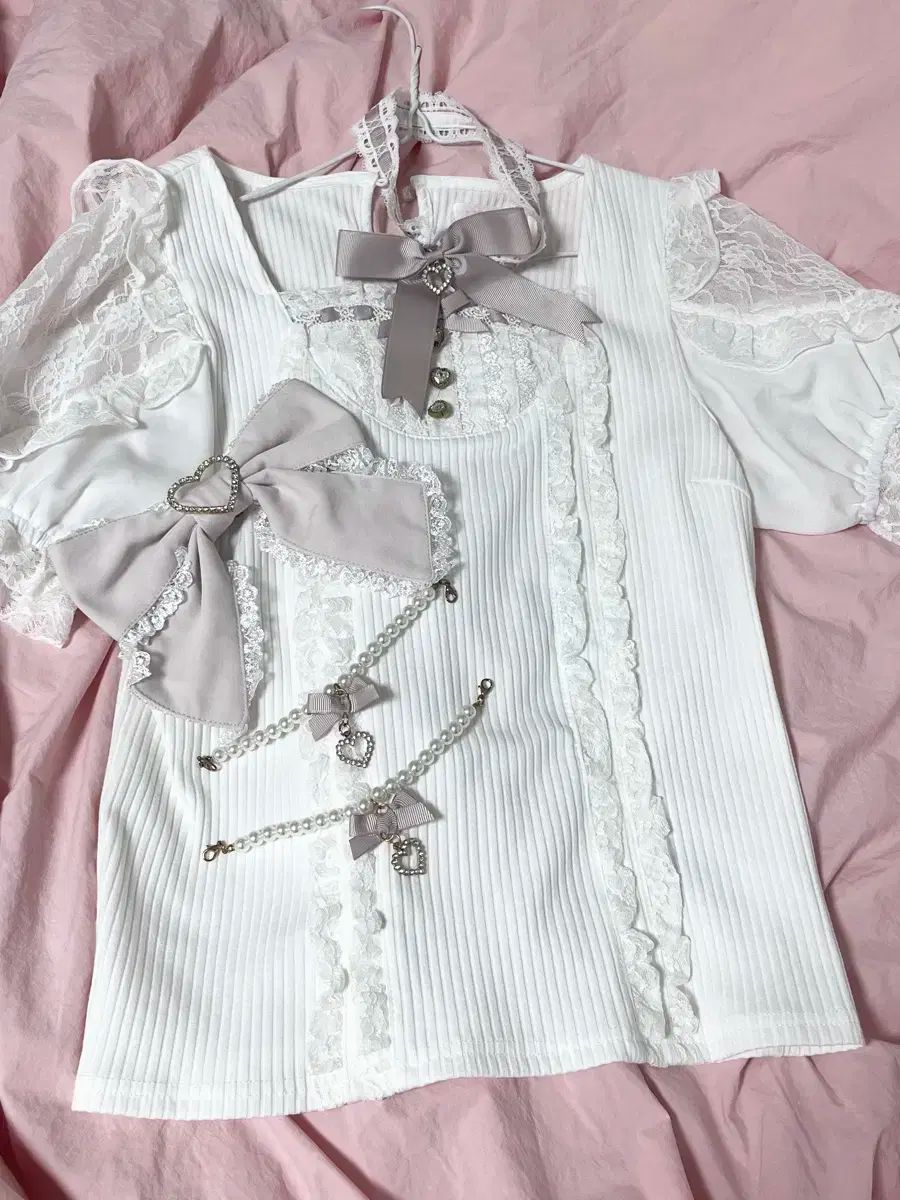 リズリサ クロス レース リボン カット トップス ニット ブラウス 量産型 地雷系 日本ブランド