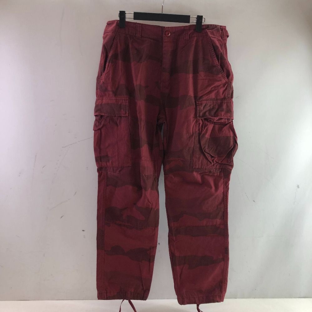 04w5296∞ STUSSY ステューシー カモ柄 カーゴパンツ レッド サイズ32 綿 八王子店