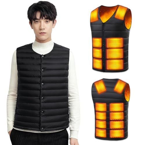 roasicee 電熱ベスト ヒーターベスト 40000mAhバッテリー付き-Vネック 丸首切り替え ヒーター ヒートベスト USB DC給電可 3段階調温 速暖 洗濯可 インナー メンズ レディース