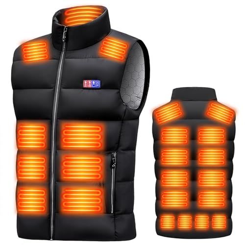 Caxzyn 電熱ベスト 23箇所発熱 40800mAh大容量バッテリー付き 加熱ベスト 前後独立-一斉に制御 USB DC給電 3段階温度調整 ヒータージャケット 電熱ウェア ヒーター 丸洗い 男女兼用 加熱服 省エネ 防寒対策