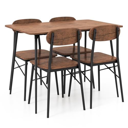 4人用 ダイニングテーブルセット ダイニングセット テーブルとチェア5点 ウォールナット色 食卓テーブル おしゃれ