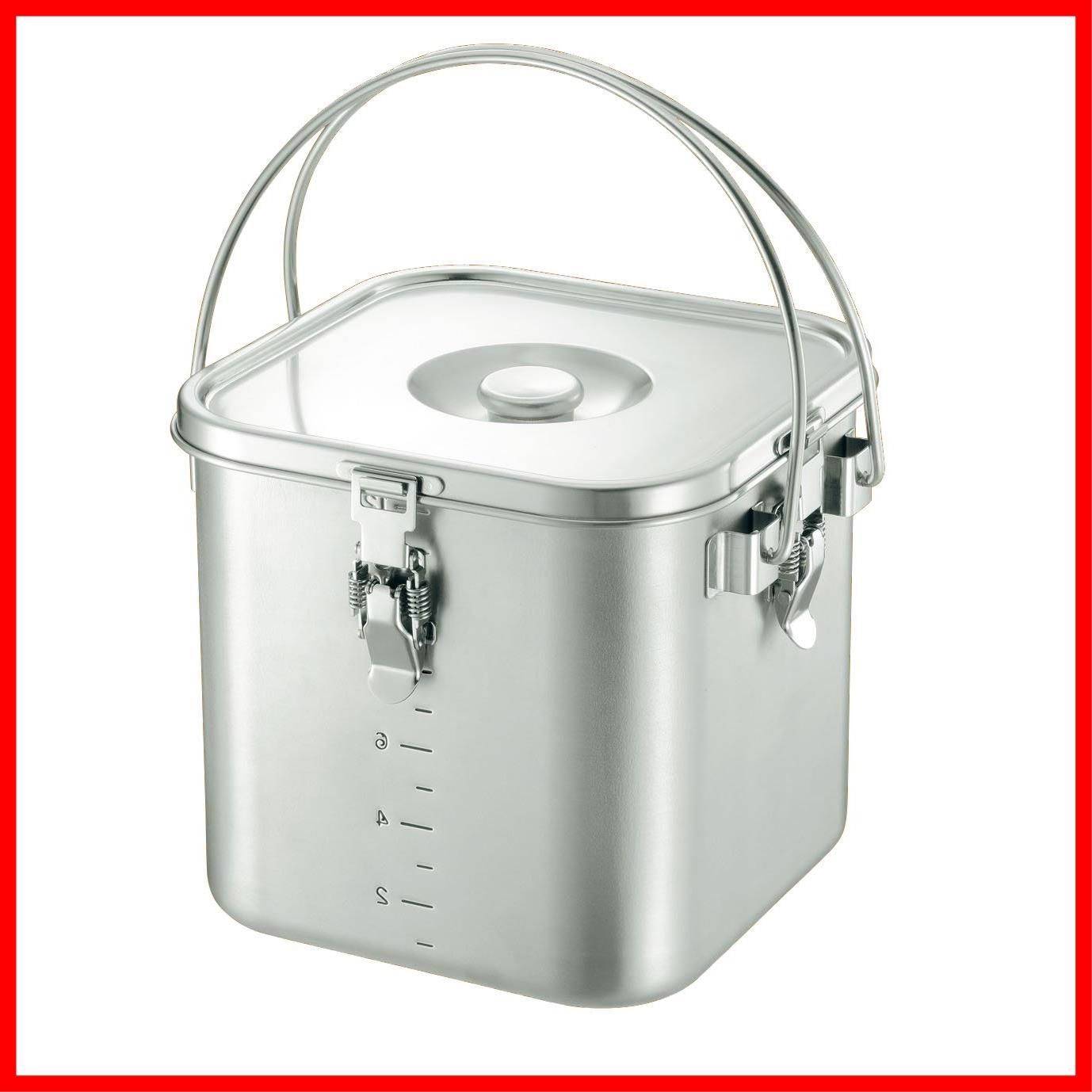 IH対応 19-0 K 角型給食缶 目盛付 18cm 仔犬印