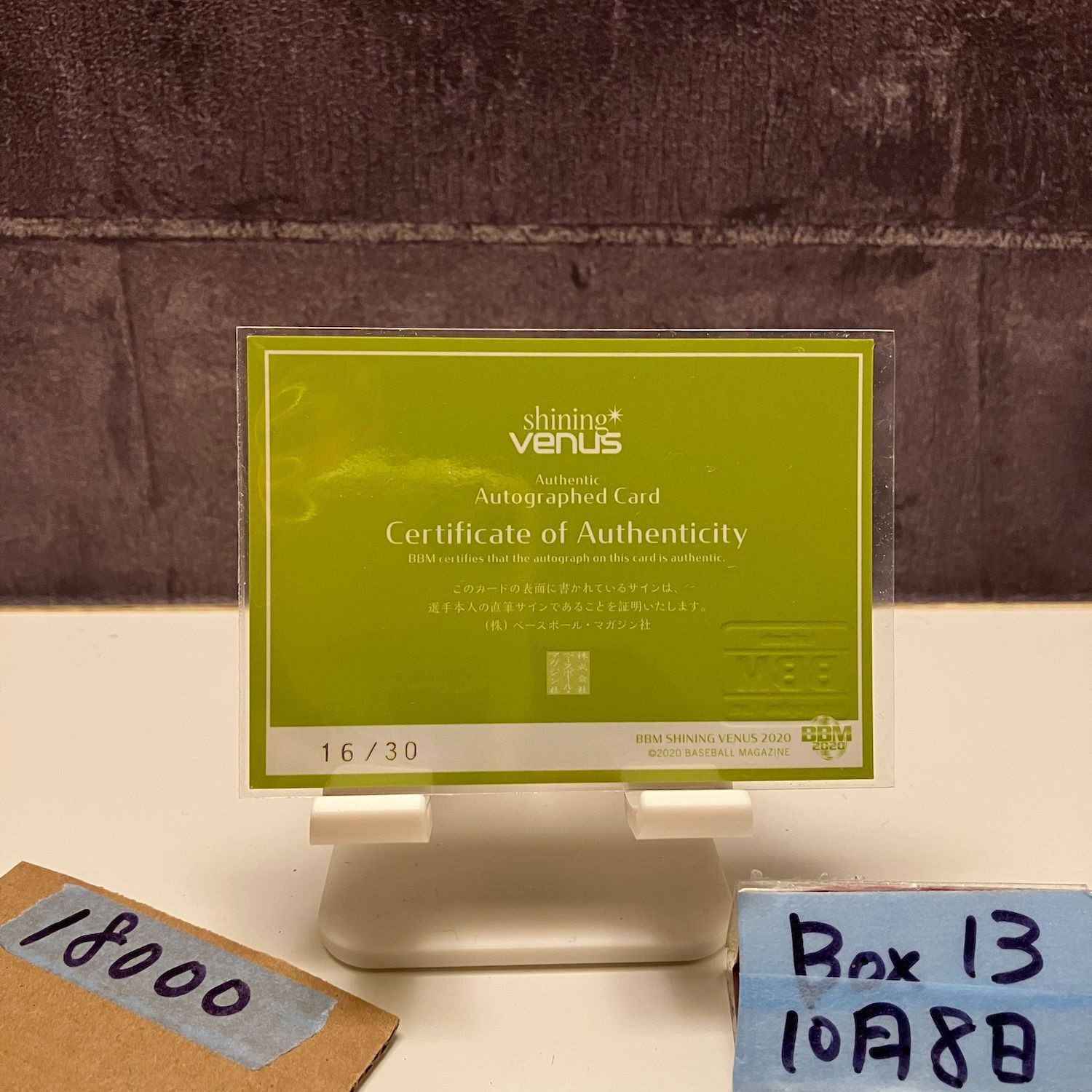 2020 BBM 左山桃子 16 30 直筆サインカード RC ルーキー Rookie Shining Venus カード