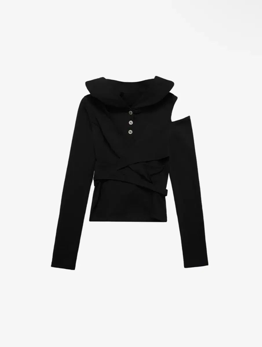 ワイイエル STRAP HOODED LONG SLEEVE TOP BLACK