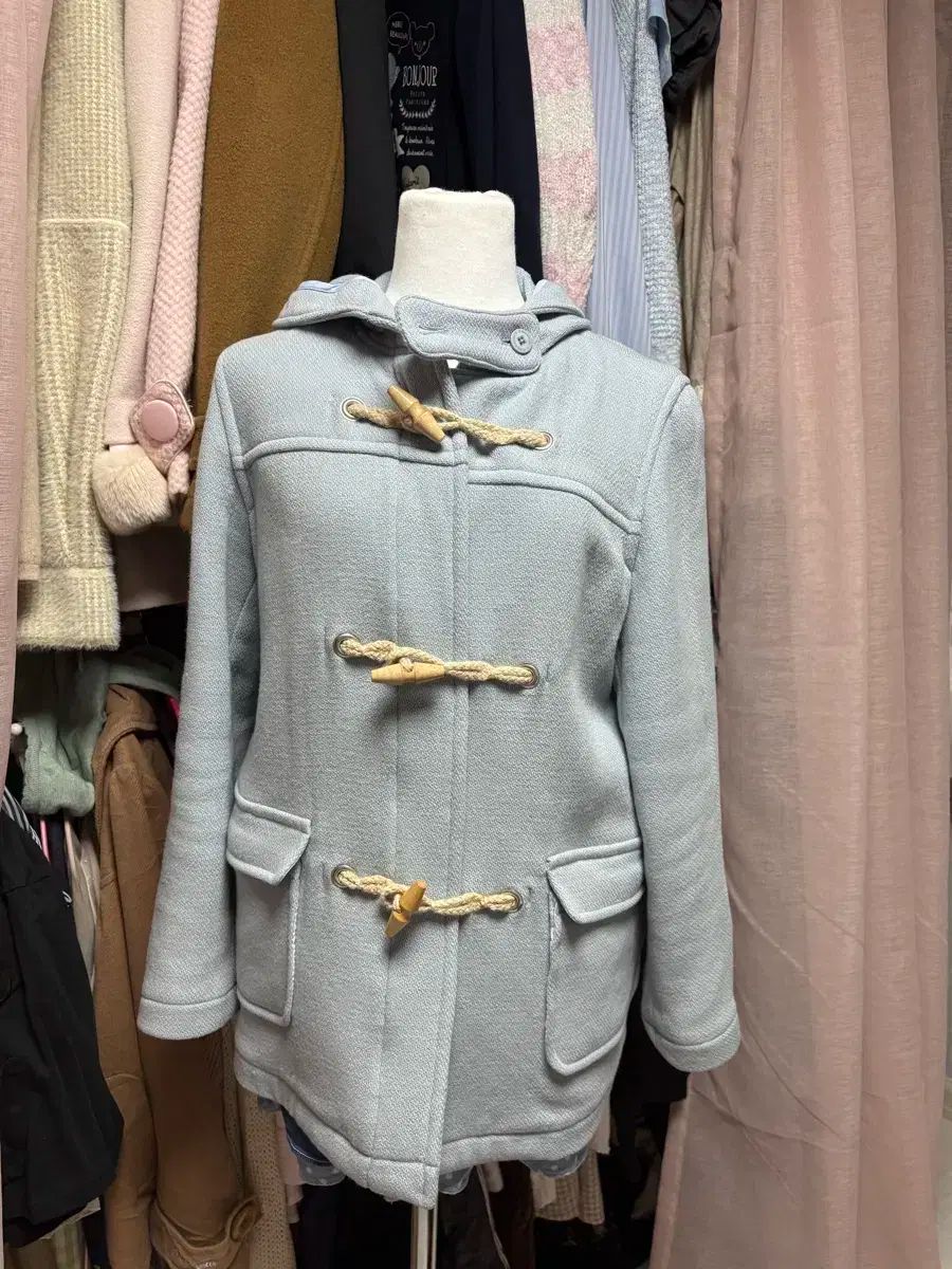 カメ スカイブルー ダッフルコート