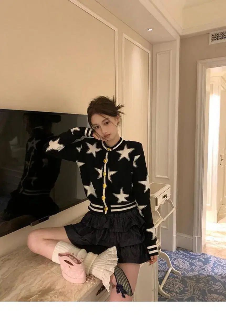  ブリスミン 肩パッド 星 カーディガン ドゥメリ ロゼ ドゥユー ブティックユー ユーズ 長袖 カーディガン ボレロ アンサンブル