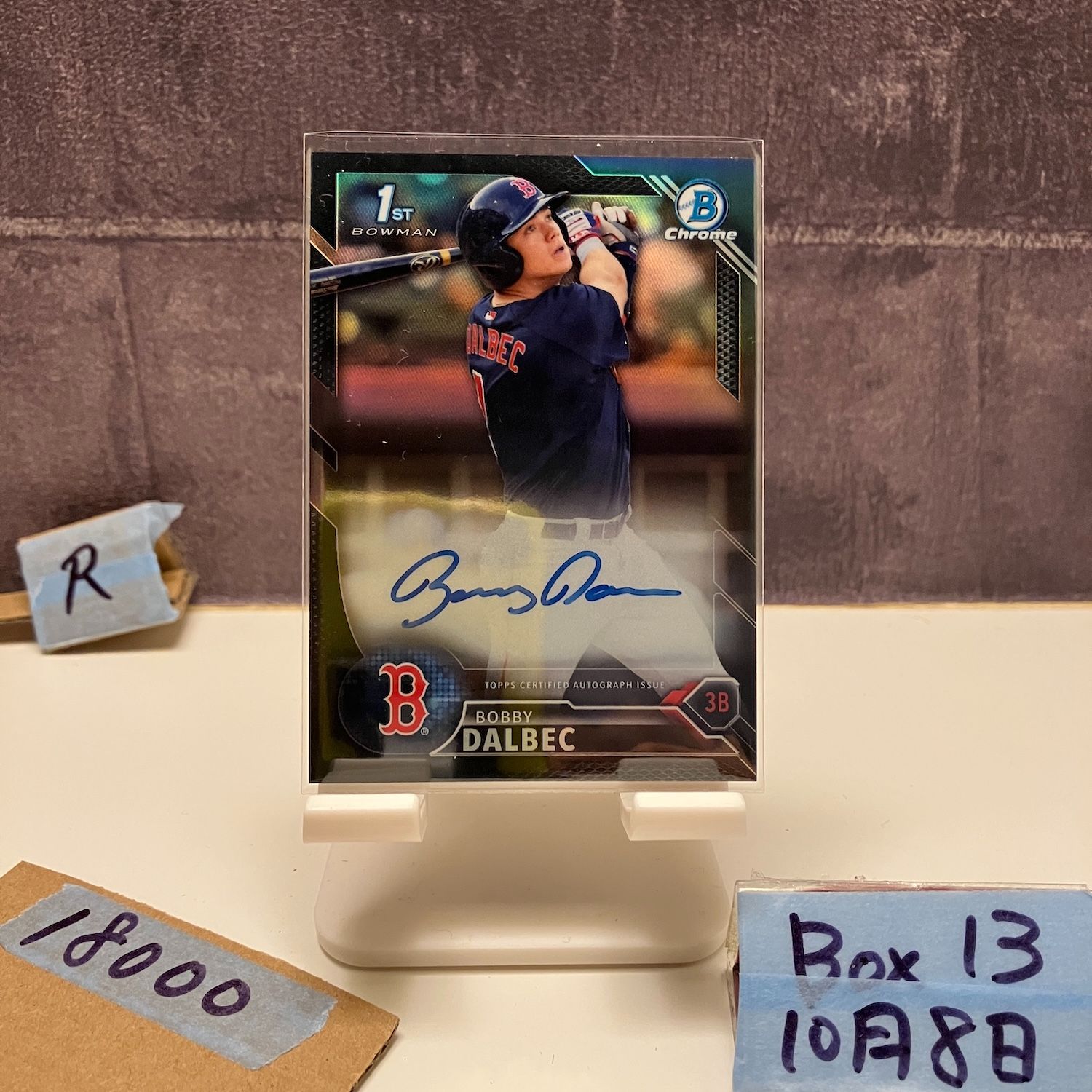 2016 Topps Chrome Bobby Dalbec 53 75 直筆サインカード Boston Red Sox 1st Bowman Refractor カード