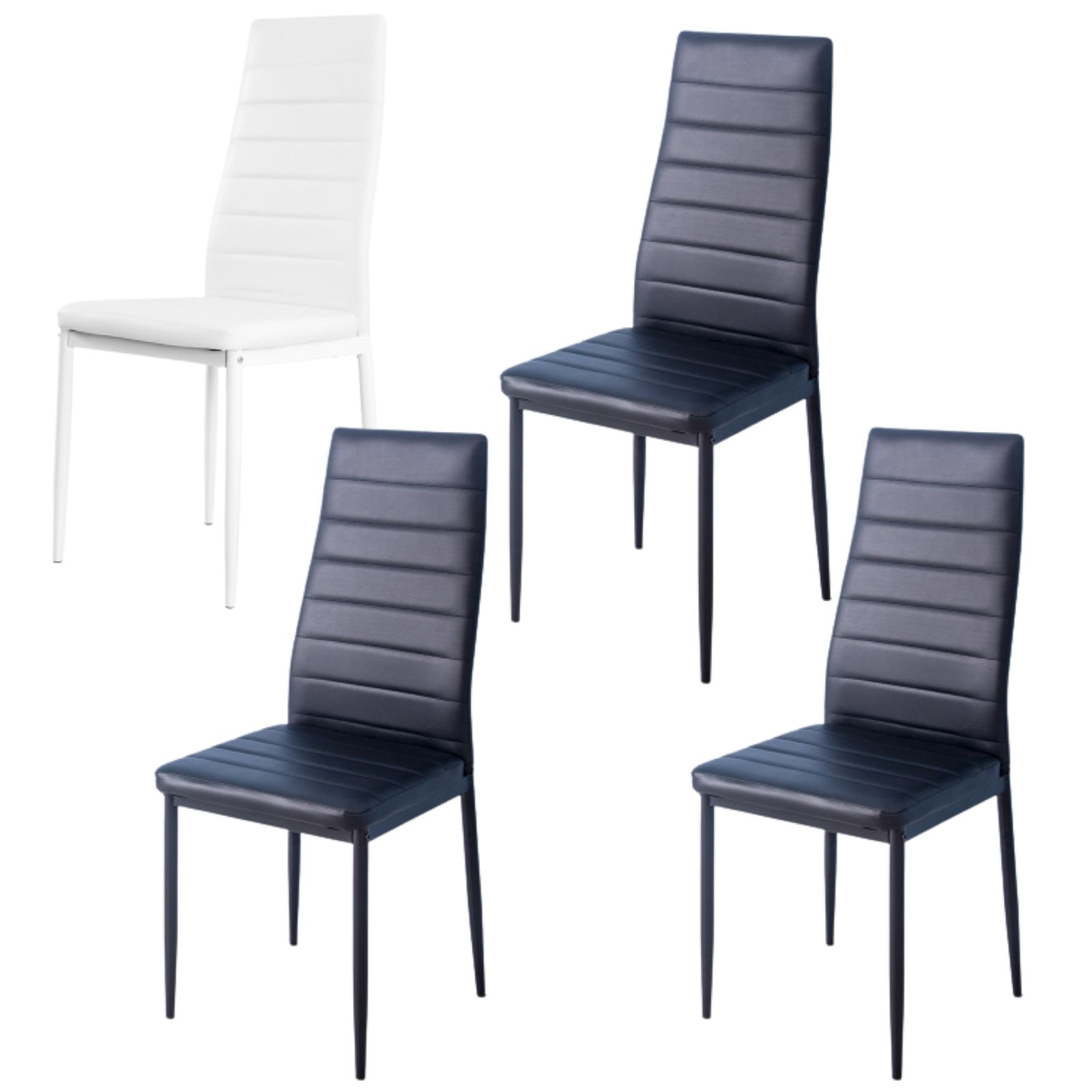 ブラック3脚 ホワイト1脚 ダイニングチェア チェアー PU 北欧 モダン シンプル 座り心地いい PUレザー 組立て簡単