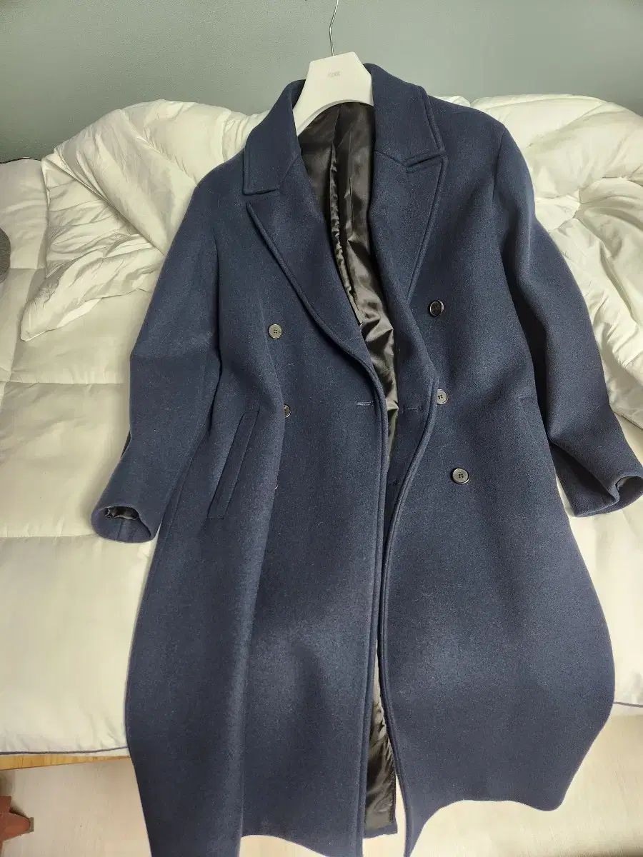 クアー MTR オーバーサイズ ダブル ロングコート ターコイズ