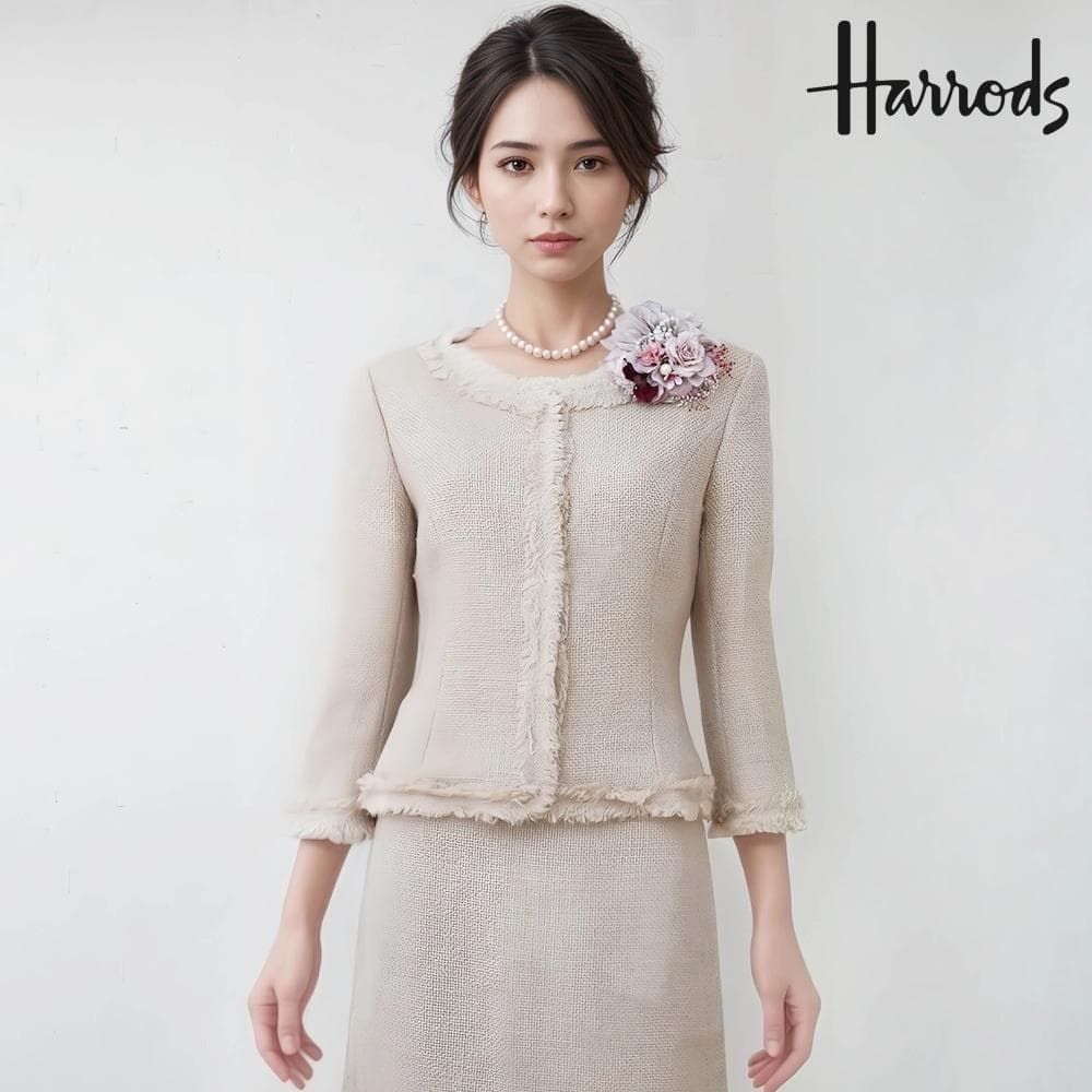 当日発送 ハロッズ セレモニー アイボリー 小さめのS ニットツイード