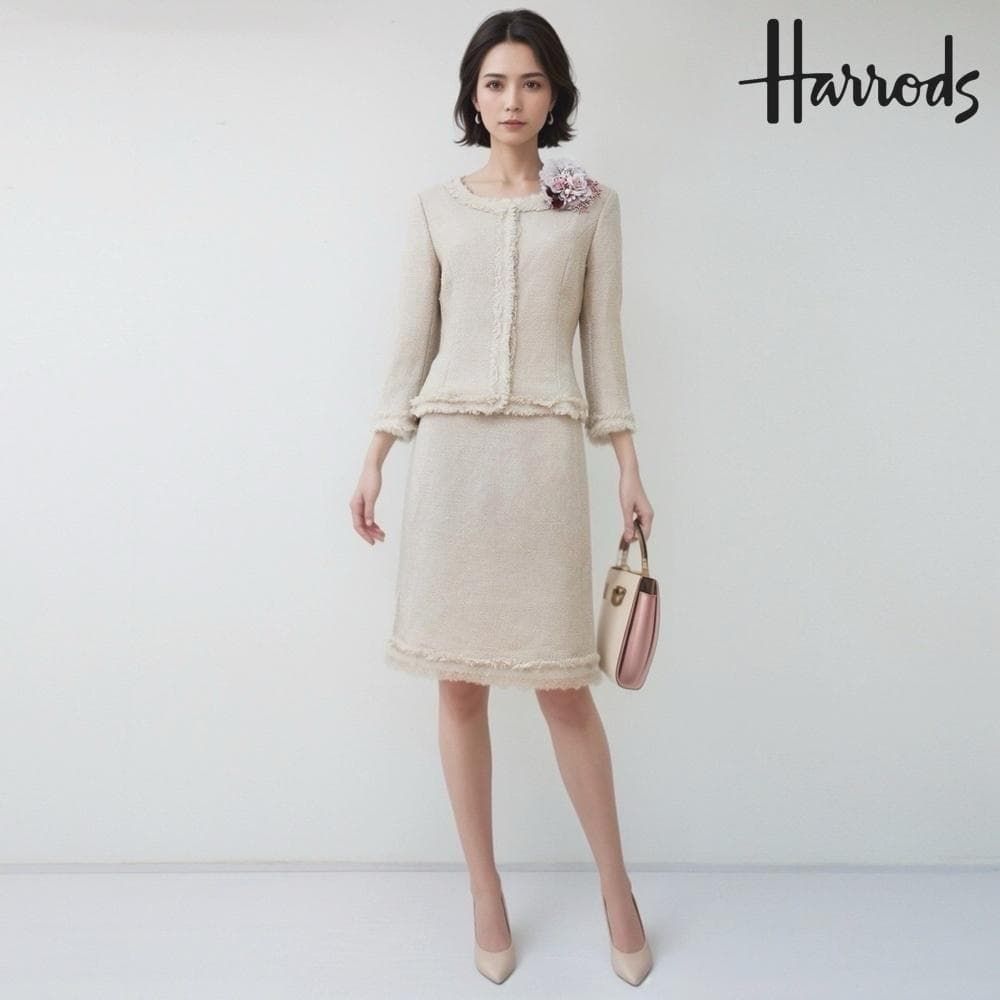 当日発送 ハロッズ セレモニー アイボリー 小さめのS ニットツイード