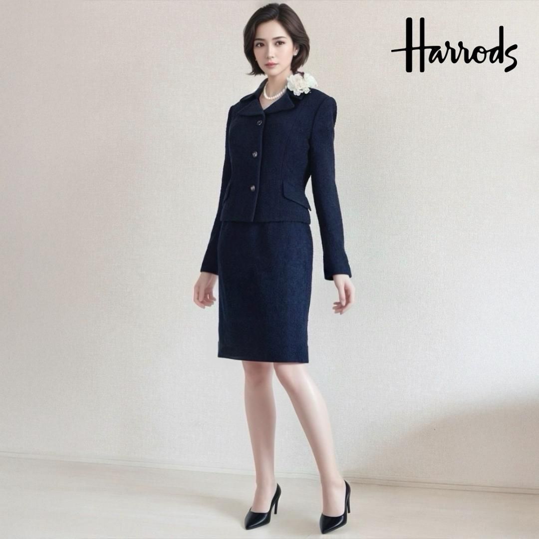 当日発送 ハロッズ セレモニー S ネイビー ネップ生地 上品