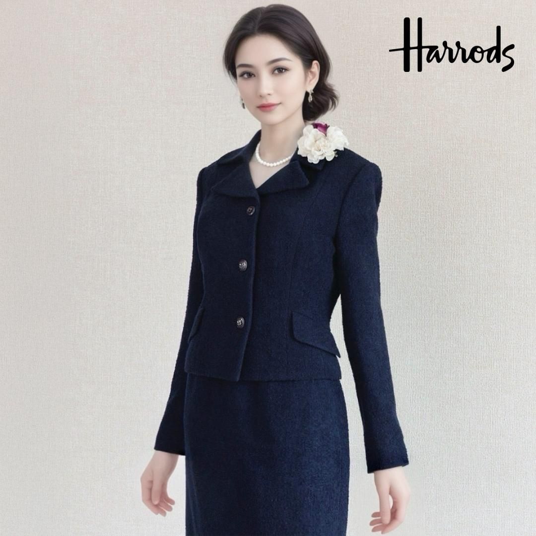 当日発送 ハロッズ セレモニー S ネイビー ネップ生地 上品