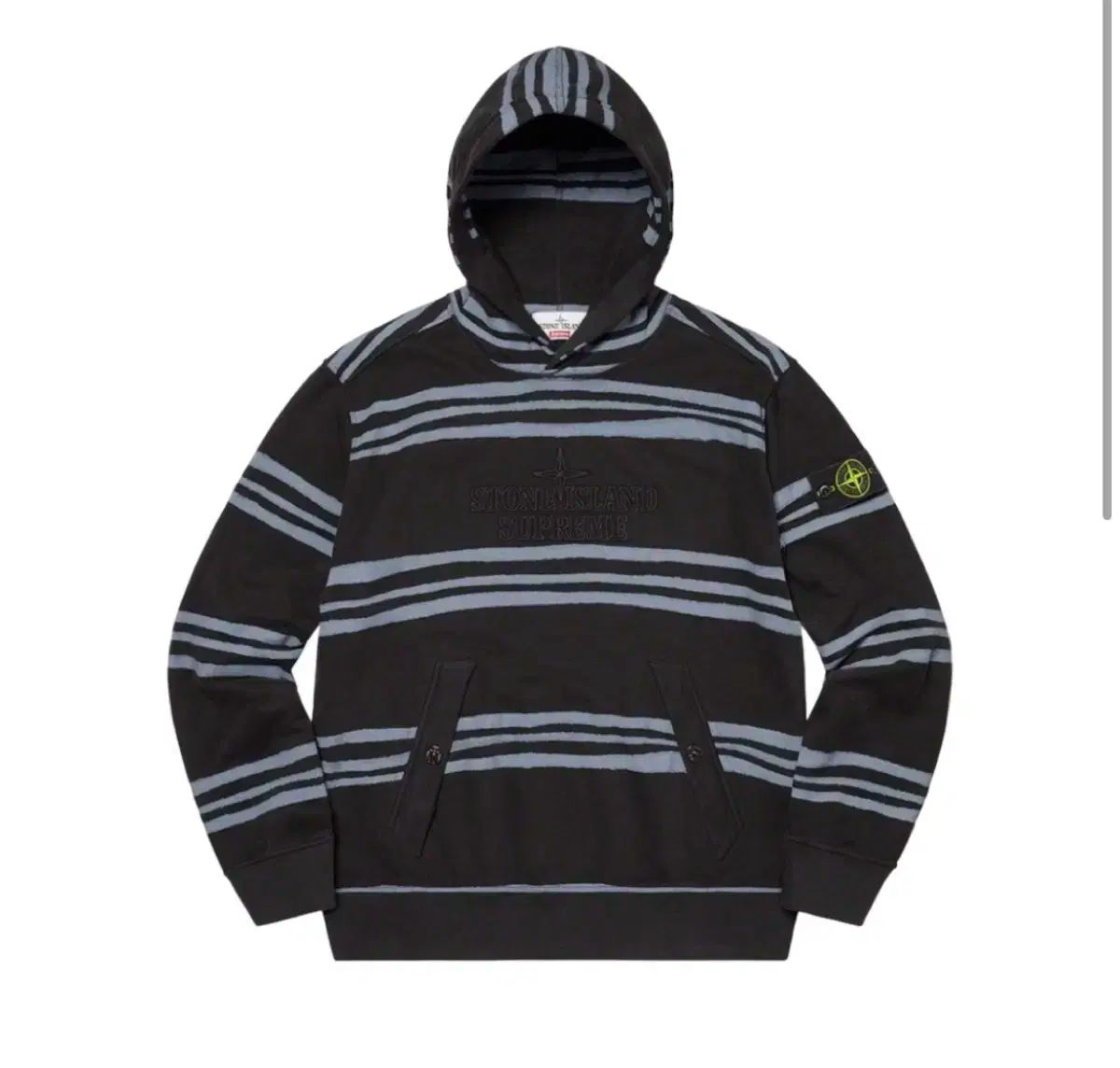 シュプリーム x ストーンアイランド ウォープ ストライプ フード スウェットシャツ