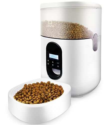 小動物看護士監修 自動給餌器 猫 餌 小動物用 自動餌やり機 給餌器 犬 Latuna ラチュナ 4L大容量 タイマー式 給電 透明 b3e2c49c