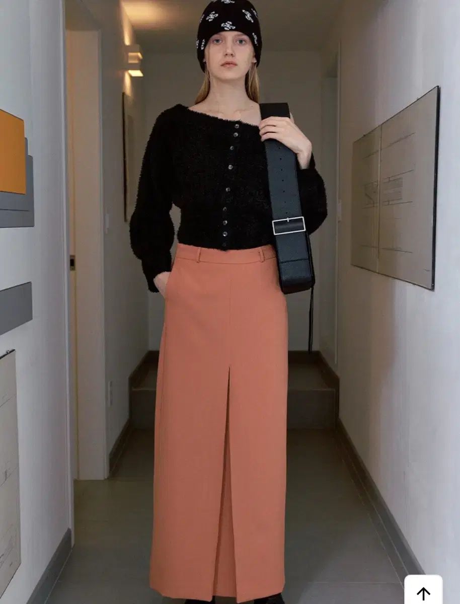 シヌーン オフショルダー ニット カーディガン feather knit cardigan ブラック